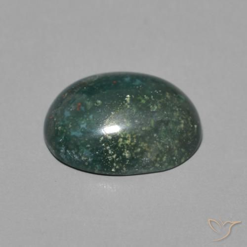 Pierre de sang Vert multicolore naturelle Coupe ovale, 2.50 ct, Opaque
