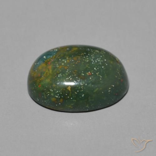 Pierre de sang Vert terreux naturelle ovale, 3.32 ct, Opaque