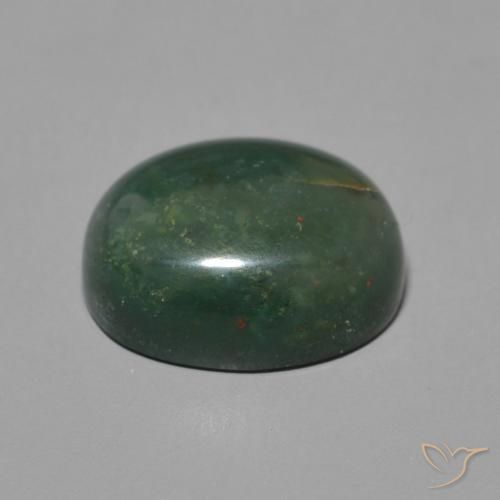 Pierre de sang Vert moyen naturelle ovale, 5.96 ct, Opaque