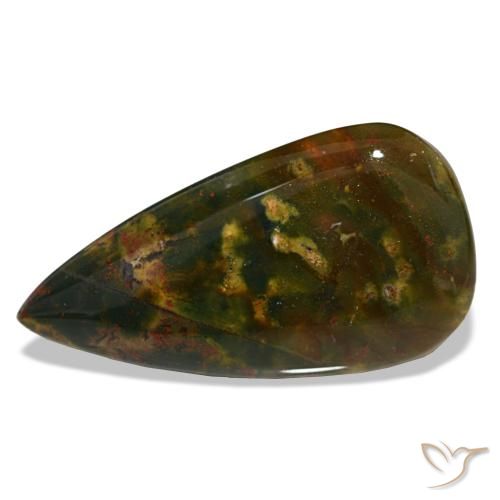 Héliotrope vert naturelle en forme de poire, 12,81 ct, opaque