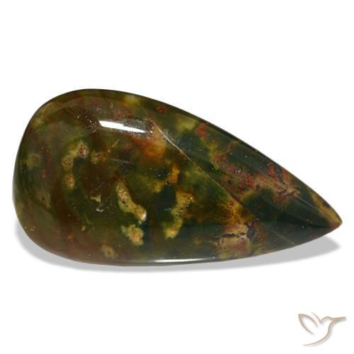 Héliotrope vert naturelle en forme de poire, 12,81 ct, opaque