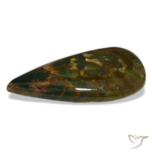 Héliotrope vert naturelle en forme de poire, 12,81 ct, opaque