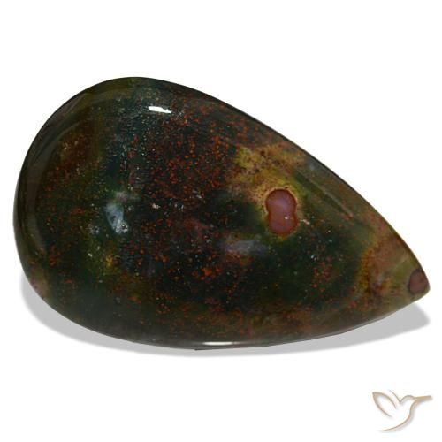 Héliotrope vert naturelle en forme de poire, 30,24 ct, opaque