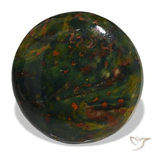 Héliotrope vert naturelle coupe roude, 22,49 ct, opaque