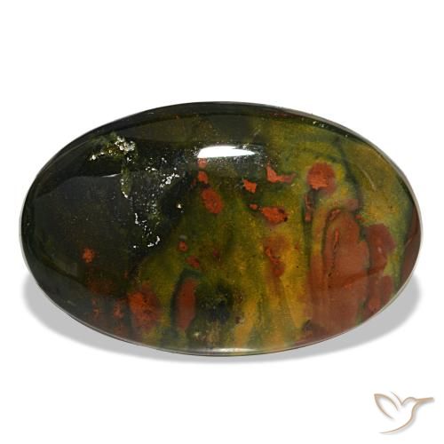 Héliotrope vert naturelle coupe ovale, 16,90 ct, opaque