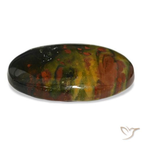 Héliotrope vert naturelle coupe ovale, 16,90 ct, opaque