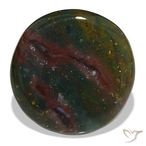 Héliotrope vert naturelle coupe roude, 23,67 ct, opaque