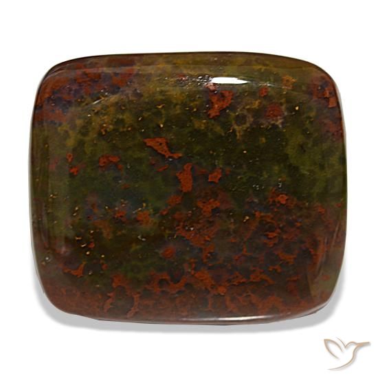 Héliotrope vert naturelle coupe coussin, 30,22 ct, opaque