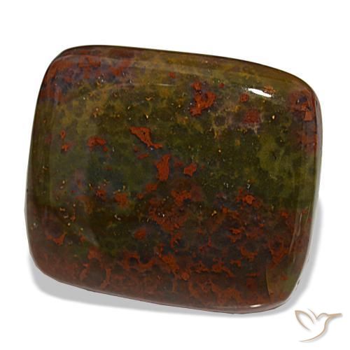 Héliotrope vert naturelle coupe coussin, 30,22 ct, opaque