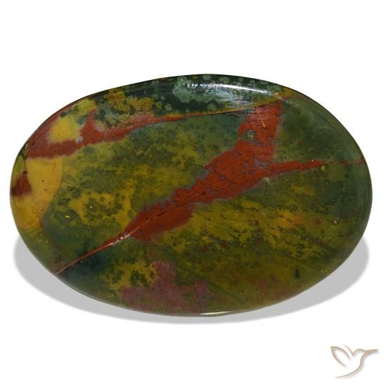 Héliotrope vert naturelle coupe ovale, 34,13 ct, opaque