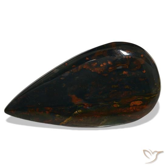 Héliotrope vert naturelle en forme de poire, 37,50 ct, opaque