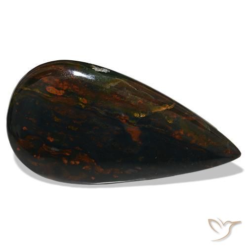 Héliotrope vert naturelle en forme de poire, 37,50 ct, opaque