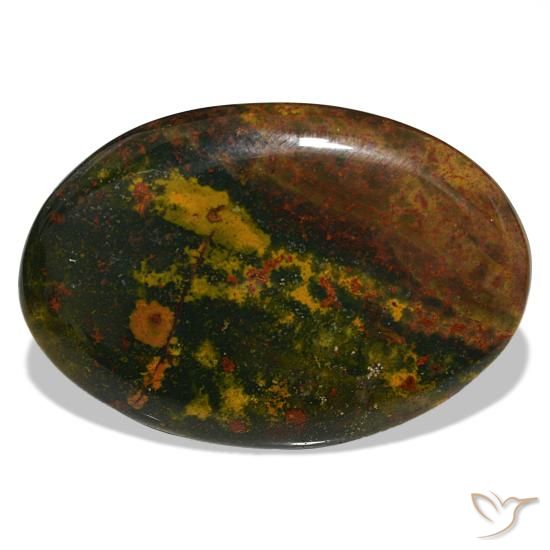 Héliotrope vert naturelle coupe ovale, 30,96 ct, opaque
