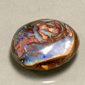 Opale boulder multicolore naturelle coupe ovale, 8,16 ct, opaque