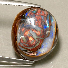 Opale boulder multicolore naturelle coupe ovale, 8,16 ct, opaque