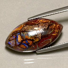 Opale boulder multicolore naturelle marquise, 10,92 ct, opaque