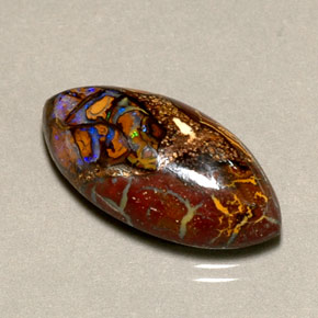 Opale boulder multicolore naturelle marquise, 10,92 ct, opaque