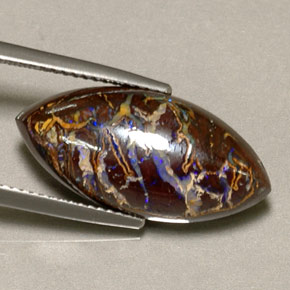 Opale boulder multicolore naturelle marquise, 12,35 ct, opaque