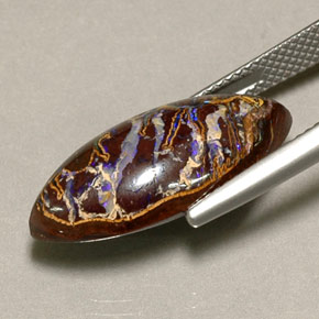 Opale boulder multicolore naturelle marquise, 12,35 ct, opaque
