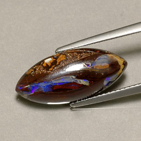 Opale boulder multicolore naturelle marquise, 6,17 ct, opaque