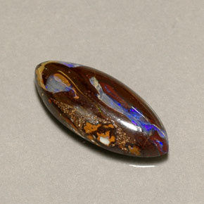 Opale boulder multicolore naturelle marquise, 6,17 ct, opaque