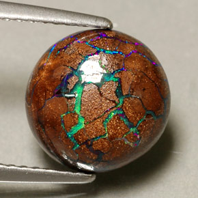 Opale Boulder Multicolore naturelle Coupe roude, 3.75 ct, Opaque