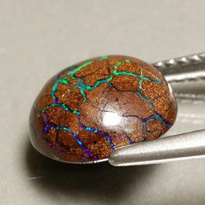 Opale Boulder Multicolore naturelle Coupe roude, 3.75 ct, Opaque