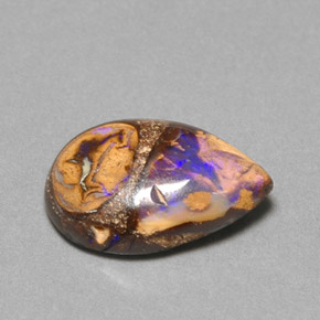 Opale boulder multicolore naturelle en forme de poire, 3,22 ct, opaque