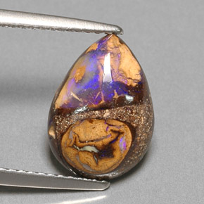 Opale boulder multicolore naturelle en forme de poire, 3,22 ct, opaque