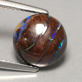 Opale boulder multicolore naturelle coupe roude, 3,11 ct, opaque