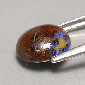 Opale boulder multicolore naturelle coupe roude, 3,11 ct, opaque