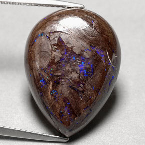 Opale boulder multicolore naturelle en forme de poire, 14,97 ct, opaque