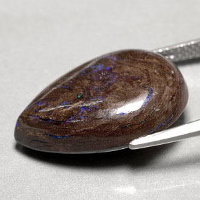 Opale boulder multicolore naturelle en forme de poire, 14,97 ct, opaque