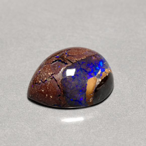 Opale Boulder Multicolore naturelle En forme de poire, 3.41 ct, Opaque