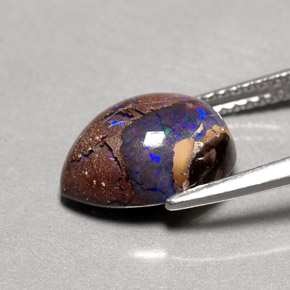 Opale Boulder Multicolore naturelle En forme de poire, 3.41 ct, Opaque