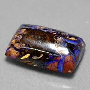 Opale boulder multicolore naturelle baguette, 6,50 ct, opaque