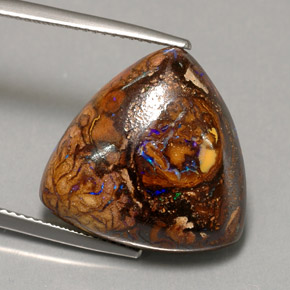 Opale Boulder Multicolore naturelle Trillion, 17.44 ct, Opaque