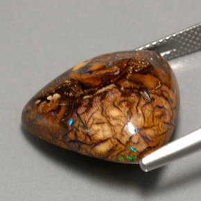 Opale Boulder Multicolore naturelle Trillion, 17.44 ct, Opaque