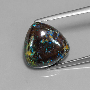 Opale boulder multicolore naturelle trillion, 7,96 ct, opaque