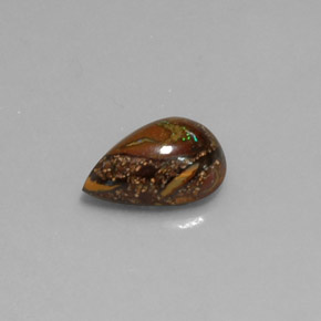 Opale boulder multicolore naturelle en forme de poire, 1,88 ct, opaque