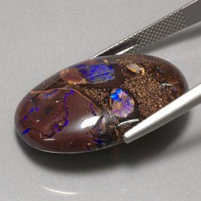 Opale Boulder Multicolore naturelle Coupe ovale, 32.09 ct, Opaque