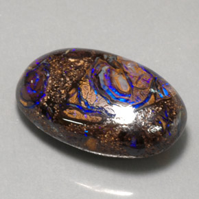 Opale Boulder Multicolore naturelle Coupe ovale, 17.91 ct, Opaque