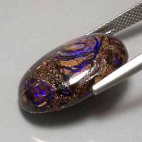 Opale Boulder Multicolore naturelle Coupe ovale, 17.91 ct, Opaque