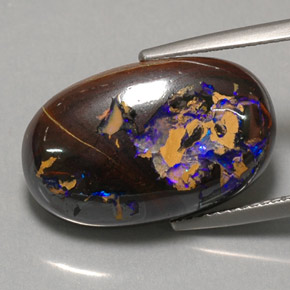 Opale boulder multicolore naturelle coupe ovale, 14,18 ct, opaque