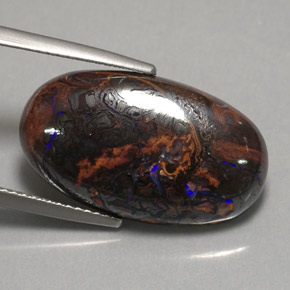 Opale boulder multicolore naturelle coupe ovale, 12,97 ct, opaque