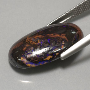 Opale boulder multicolore naturelle coupe ovale, 12,97 ct, opaque