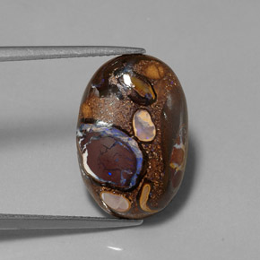 Opale boulder multicolore naturelle coupe ovale, 9,28 ct, opaque