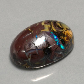 Opale Boulder Multicolore naturelle Coupe ovale, 6.95 ct, Opaque