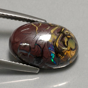 Opale Boulder Multicolore naturelle Coupe ovale, 6.95 ct, Opaque