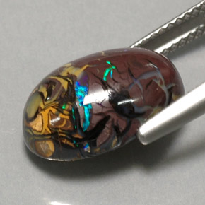 Opale Boulder Multicolore naturelle Coupe ovale, 6.95 ct, Opaque